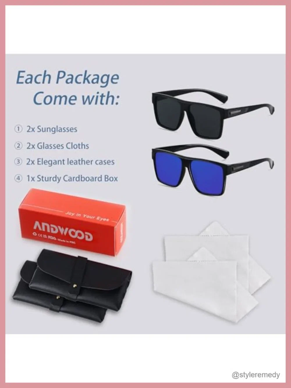 Square Polarized Sunglasses UV Protection Oversized Flat Top Shades Driving